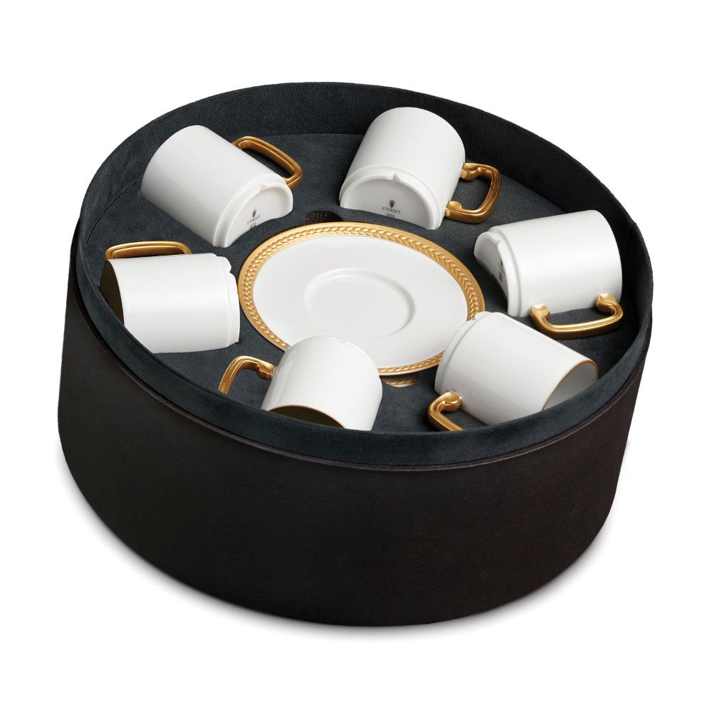 Espresso skodelica+ krožnik 6-delni set v darilni embalaži Gold/Platinum