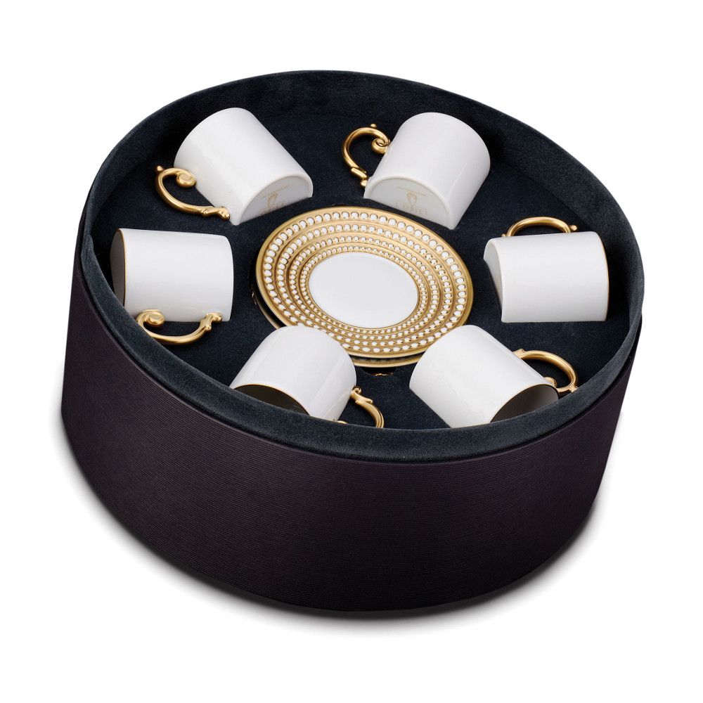 Espresso skodelica+ krožnik 6- delni set v darilni embalaži Gold/Platinum