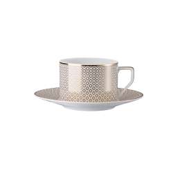 Čajna skodelica+ krožnik Carreau Beige