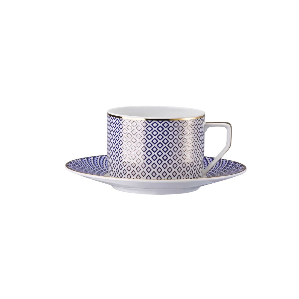 Čajna skodelica+ krožnik Carreau Bleu
